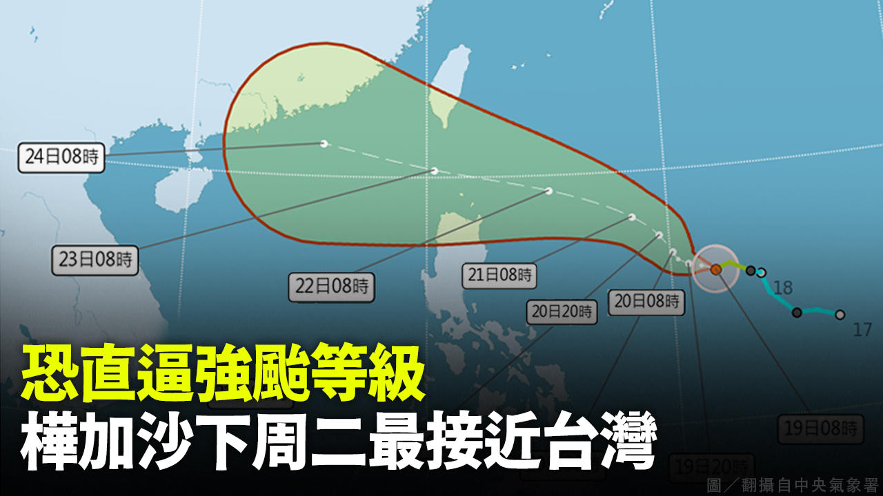 恐直逼強颱等級 樺加沙下周二最接近台灣　