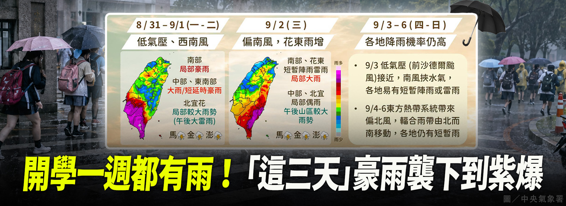 開學一週都有雨！ 「這三天」豪雨襲下到紫爆