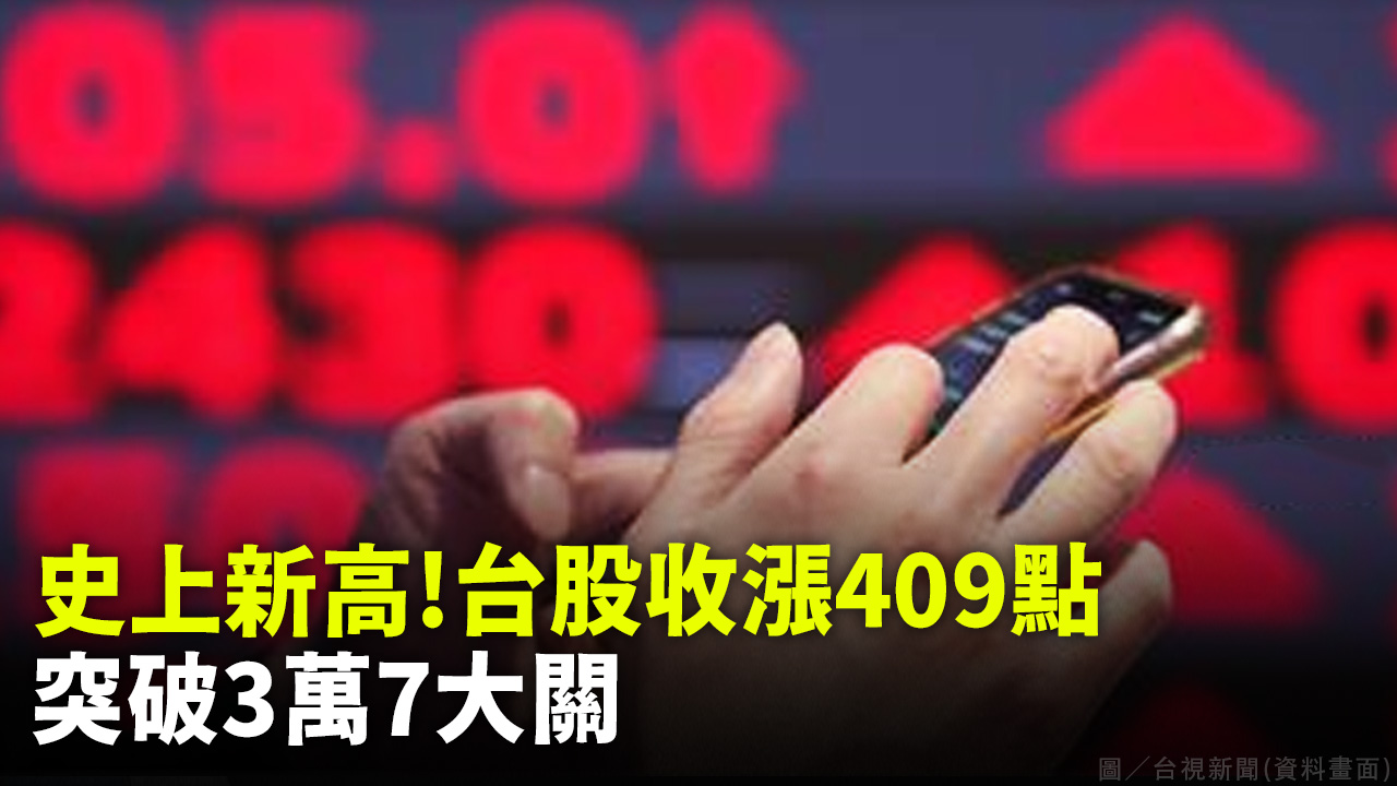 史上新高!台股收漲409點 突破3萬7大關