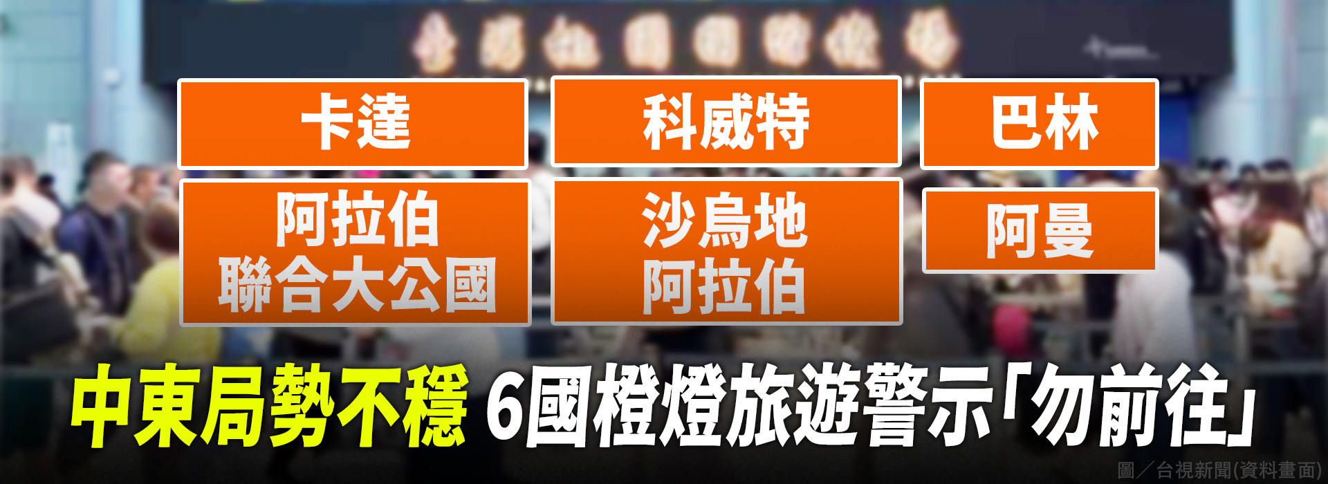 中東局勢不穩 6國橙燈旅遊警示「勿前往」