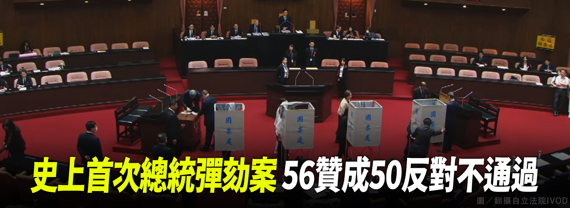 史上首次總統彈劾案 56贊成50反對不通過