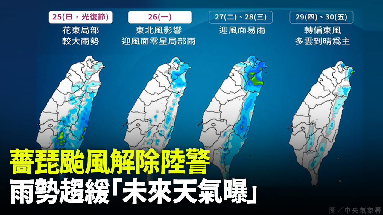 薔琵颱風解除陸警 雨勢趨緩「未來天氣曝」