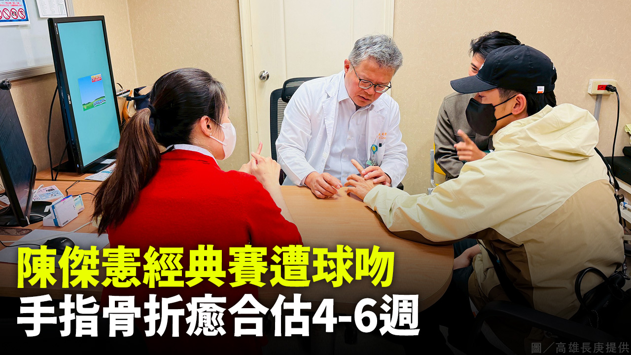 陳傑憲經典賽遭球吻 手指骨折癒合估4-6週