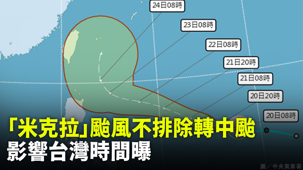 「米克拉」颱風不排除轉中颱 影響台灣時間曝