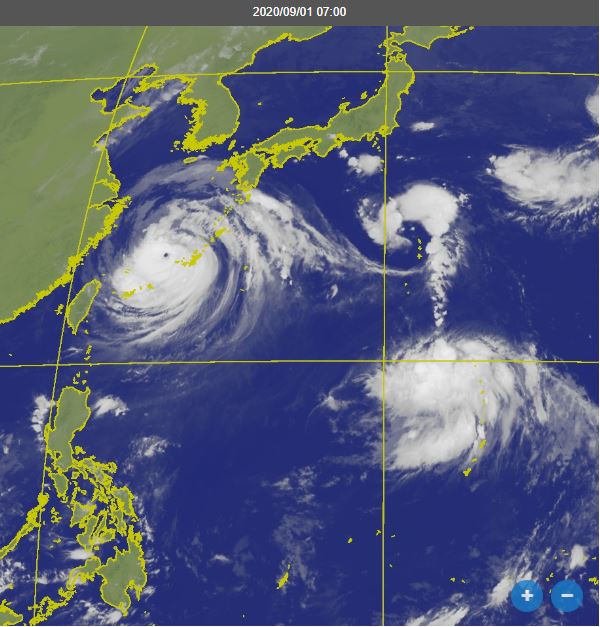 位於關島北方海面的熱帶性低氣壓，有增強為輕度颱風的趨勢。圖：氣象局
