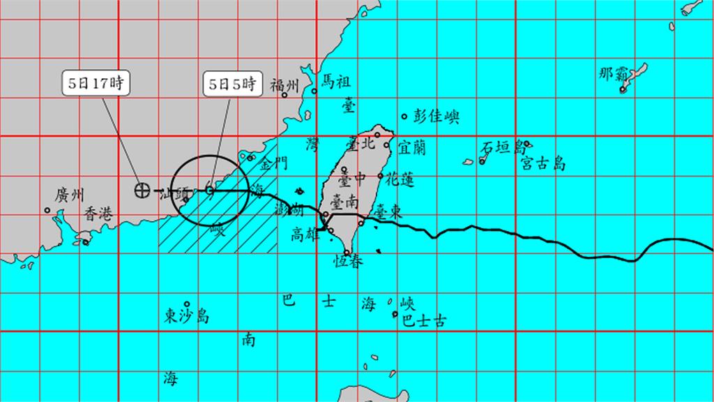 氣象局已於今日清晨5點30分解除海葵颱風陸上警報。圖／中央氣象局