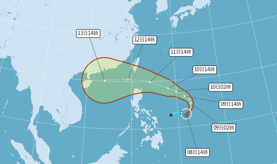 颱風圓規最新預測路徑。圖／中央氣象局