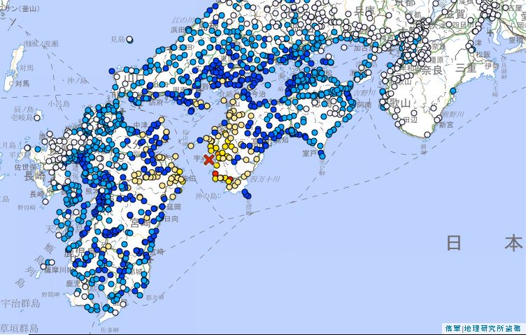 日本發生規模6.6強震。圖／翻攝自日本氣象廳