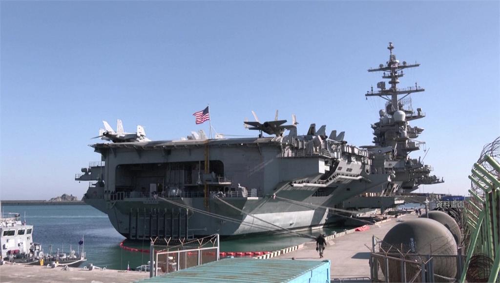 美日韓舉行海上聯合軍演。美軍出動核動力航母「卡爾文森號」。圖／路透社（資料畫面）