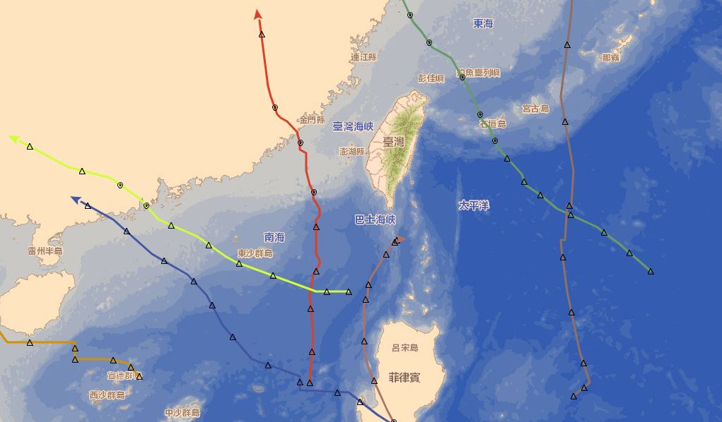 今年生成7颱風全繞過台灣。圖：翻攝自氣象局颱風資料庫