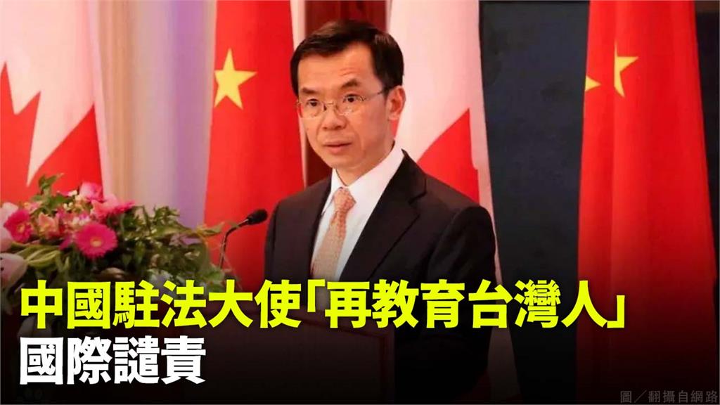 大陸駐法大使盧沙野在法國節目上表示，要對台灣人民進行「再教育」。圖／翻攝自Twitter @Niuniu