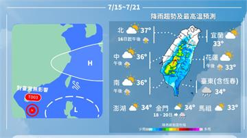 一圖看一週天氣！氣象署：還是又悶又熱、每天都有午...