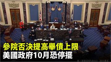 參議院否決提高舉債上限 美國政府10月恐停擺