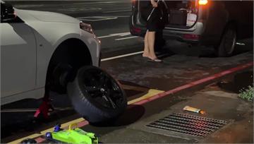 高雄豪雨炸出大坑洞 5車行經「輪胎全爆」