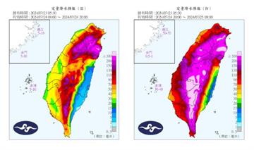 凱米外圍環流恐掃全台！ 一圖看降雨趨勢「紫爆了」