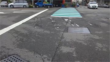 扯！豐原這處「斑馬線畫一半」　網笑：先助跑再跳？