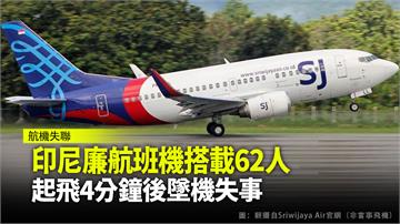 印尼廉航班機搭載62人 起飛4分鐘後墜機失事