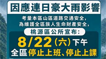 連日豪大雨影響！高雄桃源區今下午停班課