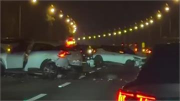 國道一號苗栗路段嚴重車禍！9車連環撞3人送醫