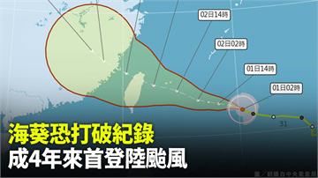 增強轉中颱！海葵恐打破紀錄 成4年來首登陸颱風