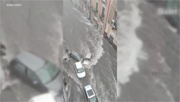 義大利西西里受暴風侵襲 市區淹水、鐵路遭掏空