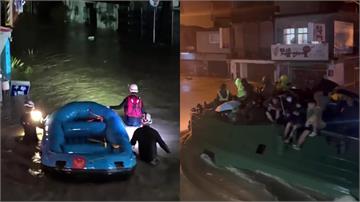 豪雨侵襲宜蘭！蘇澳淹水近一層樓高　出動AAV-7兩棲車、救生艇救援