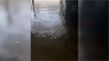 昨天午後強降雨嘉義道路成小河 低窪民宅慘淹家具電...