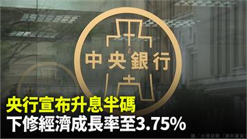 央行宣布升息半碼 下修經濟成長率至3.75%