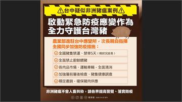 守護台灣豬！賴總統公布5防疫措施：運豬車清消、加強豬隻健康調查
