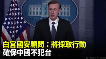 白宮國安顧問：將採取行動 確保中國不犯台
