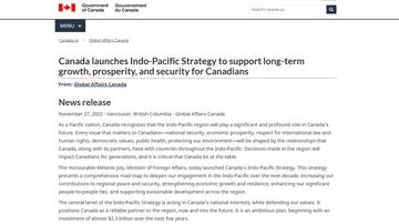 加拿大「印太戰略」深化合作 外交部：表達肯定與誠...
