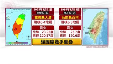 嘉義大埔震央「複製」1964年白河大地震　日期也...