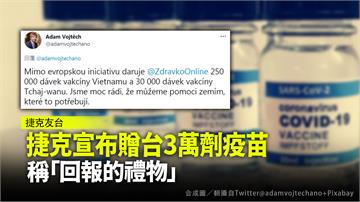 確定了！捷克政府宣布贈台灣3萬劑疫苗