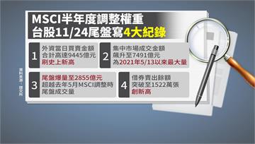 MSCI調權重24號盤後生效 台股尾盤寫4大紀錄