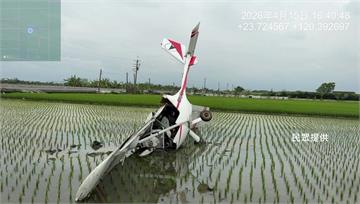雲林虎尾輕航機6米高墜落「插田裡」 駕駛臉部受傷送醫