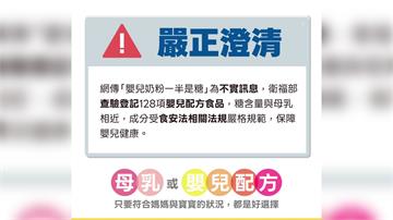 嬰兒奶粉不是「糖水」！ 衛福部警告：散播不實資訊...