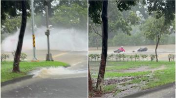 屏科大傳災情！ 校園淹成「小河」疑學生騎車慘摔