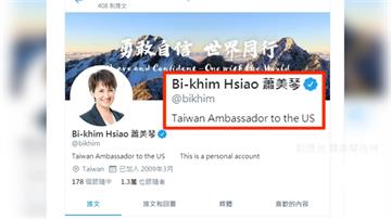 台美新突破！ 蕭美琴個人推特正名「台灣駐美大使」
