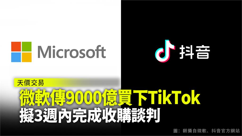 根據美國媒體報導，微軟將出價9000億元收購TikTok。圖：台視新聞