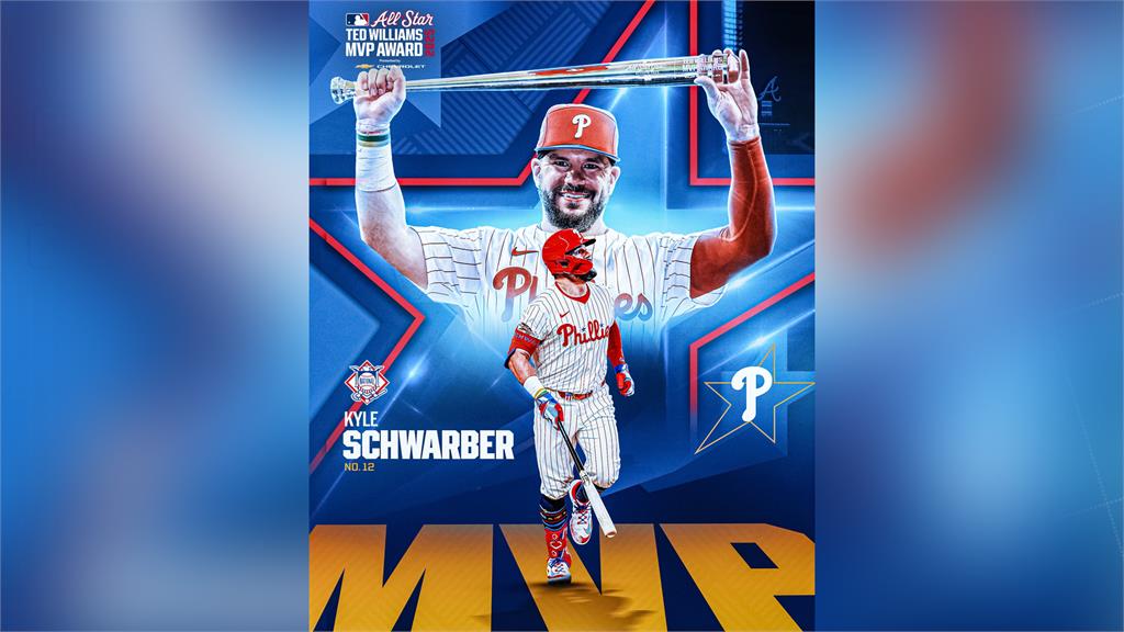 費城人舒瓦伯在PK全壘打加賽炸裂3轟，獲選明星賽MVP。 圖／翻攝自X@MLB