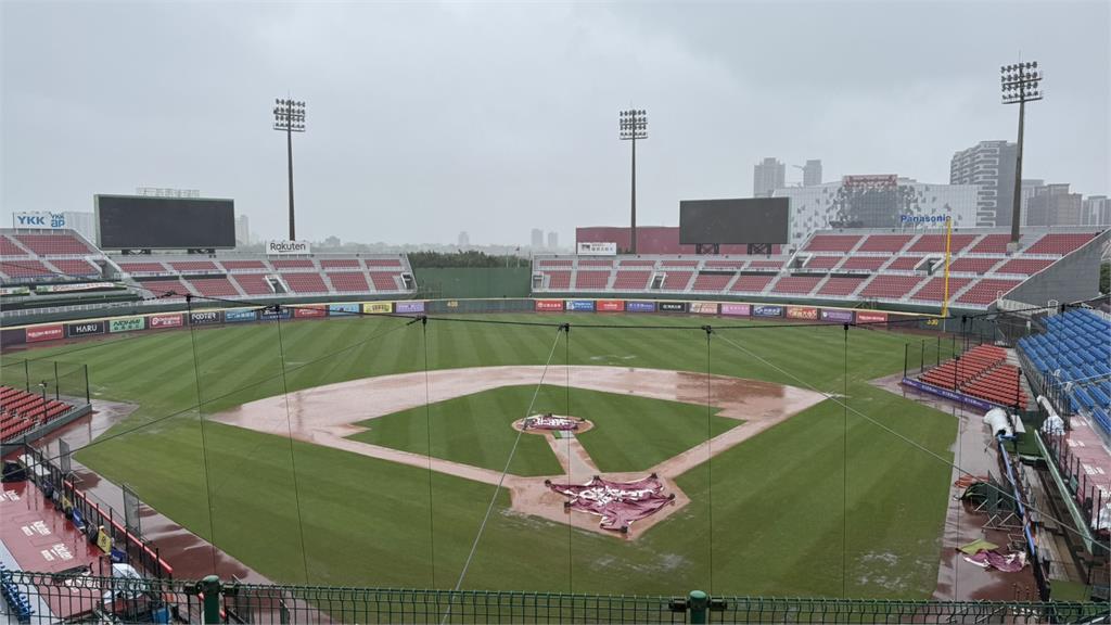 樂天桃園球場場地狀況不佳。圖／翻攝自FB@CPBL 中華職棒