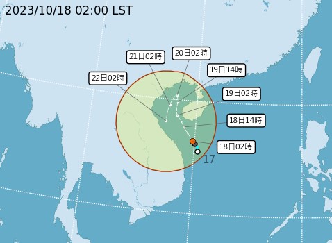 越南東方海面的熱帶性低氣壓，今天有望生成「三巴颱風」。圖／翻攝自中央氣象署