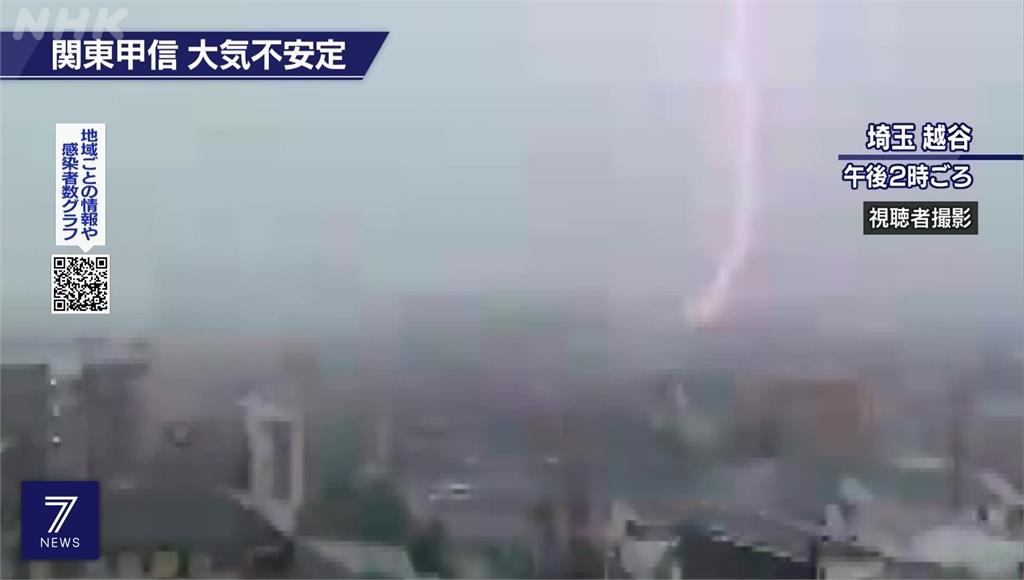日本關東地區12日降下大雷雨。圖：台視新聞