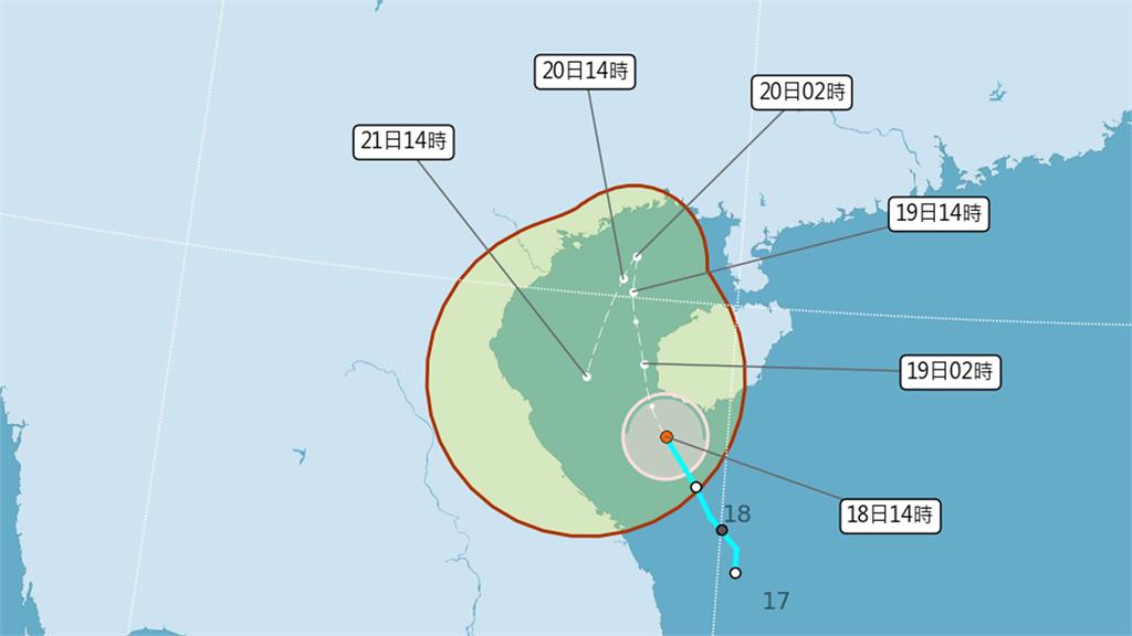 今年第16號颱風「三巴」生成。圖／翻攝自中央氣象署