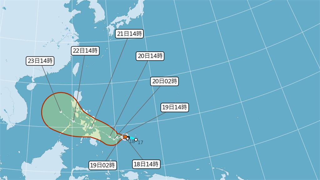 今年第一號颱風杜鵑生成。圖：翻攝自氣象局