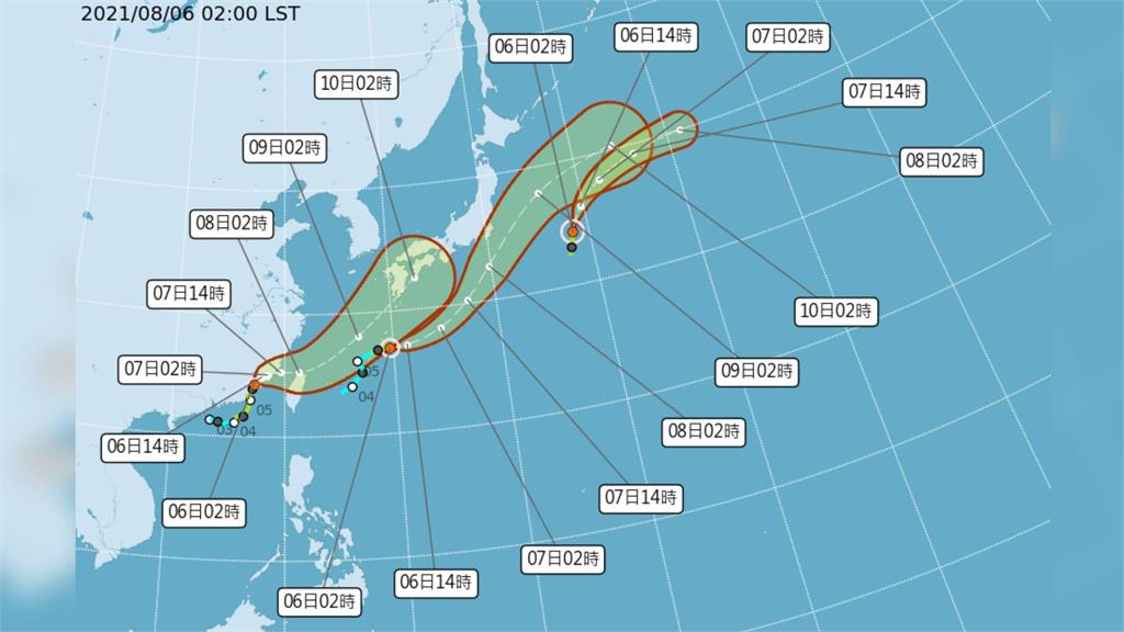 颱風預測路徑。圖／中央氣象局