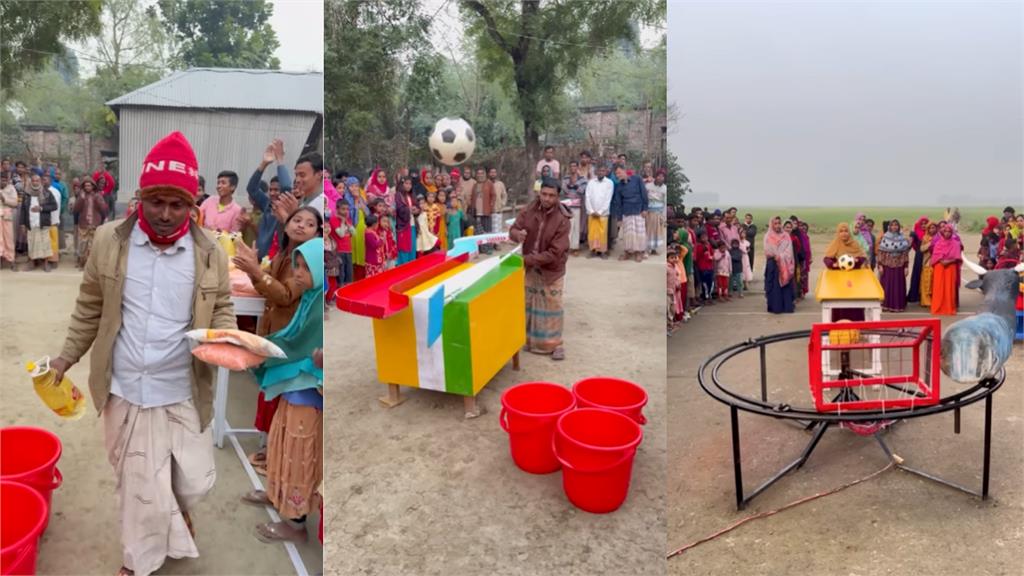 孟加拉「飢餓遊戲」以社會福利出發，發放糧食當獎賞。圖／CNN