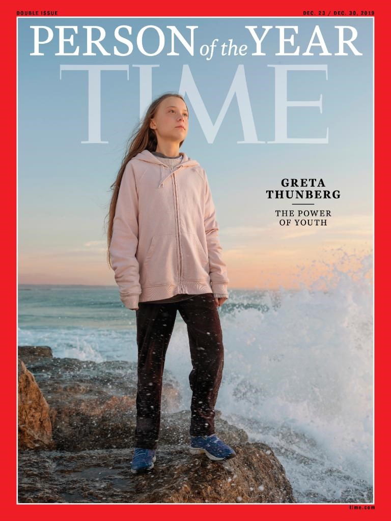 《時代》雜誌2019年度風雲人物是16歲的瑞典環保少女桑柏格。圖：翻攝自《TIME》推特