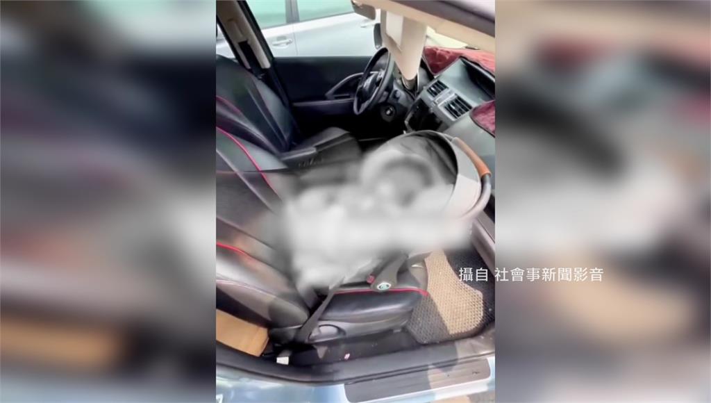 雲林一露天停車場有嬰兒被獨留車內。圖／翻攝自社會事新聞影音