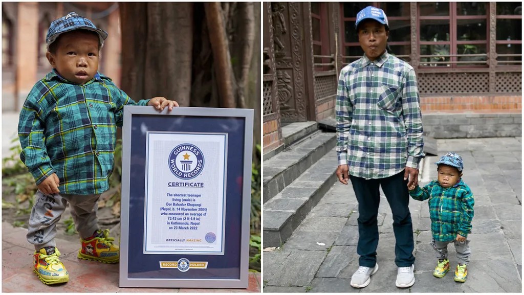 尼泊爾男子多爾獲得金氏世界紀錄認證，成為全球身高最矮的青少年。圖／翻攝自guinnessworldrecords.com